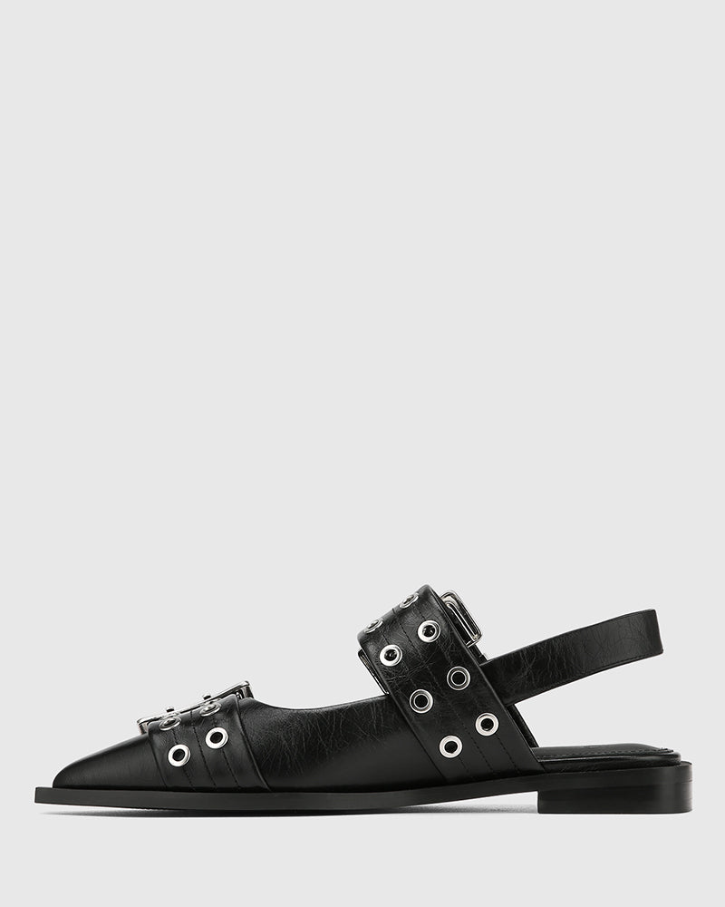 Daxton Black Leather Slingback