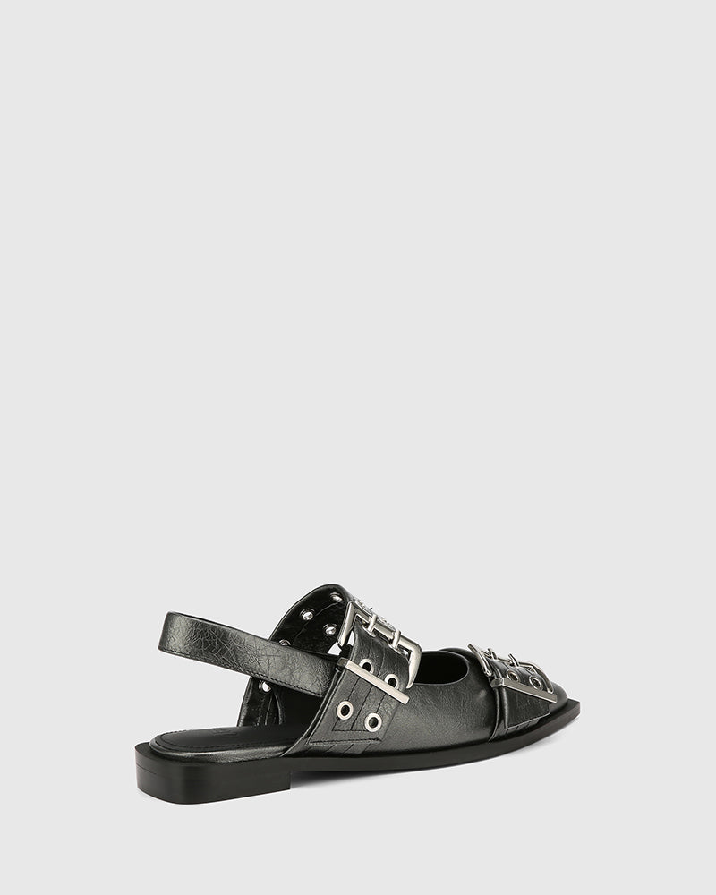 Daxton Gunmetal Metallic Leather Slingback