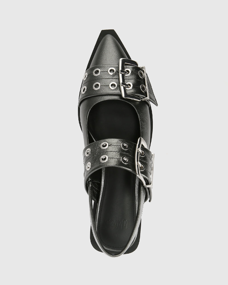 Daxton Gunmetal Metallic Leather Slingback