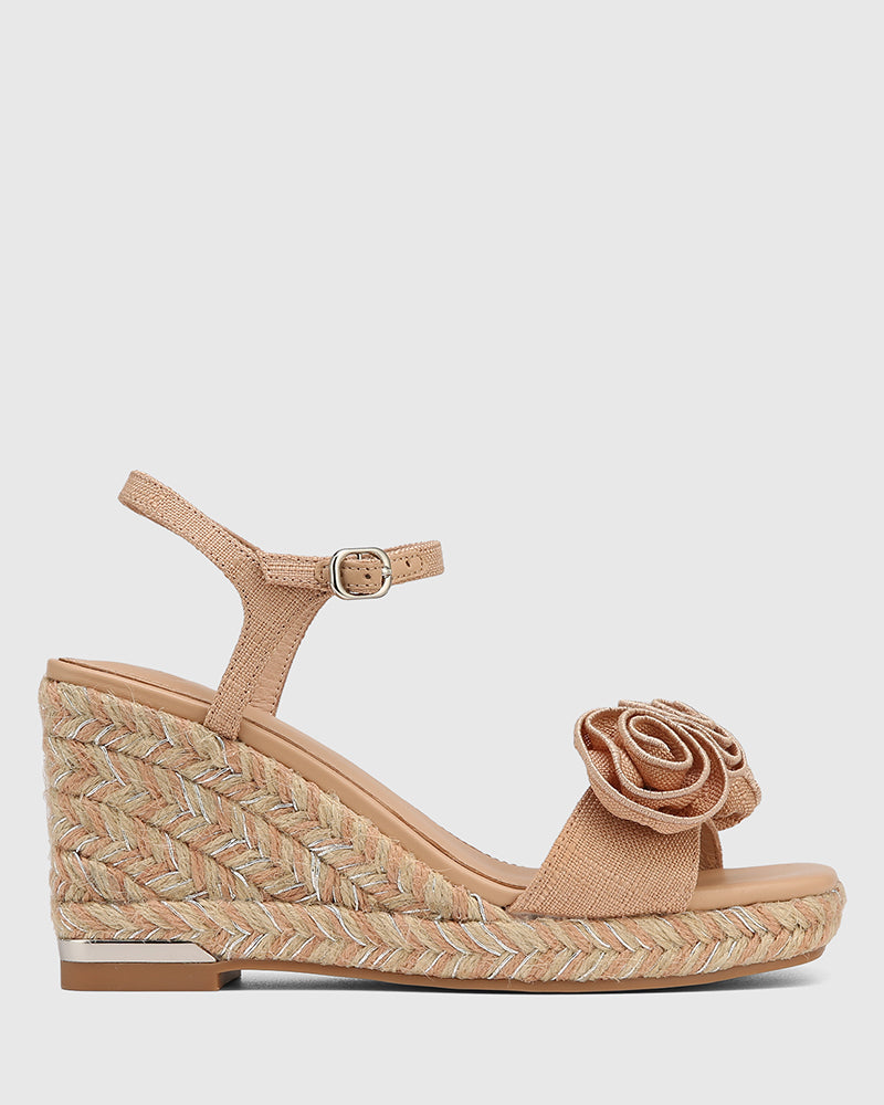 Tess Ballet Pink Textile Espadrille Wedge