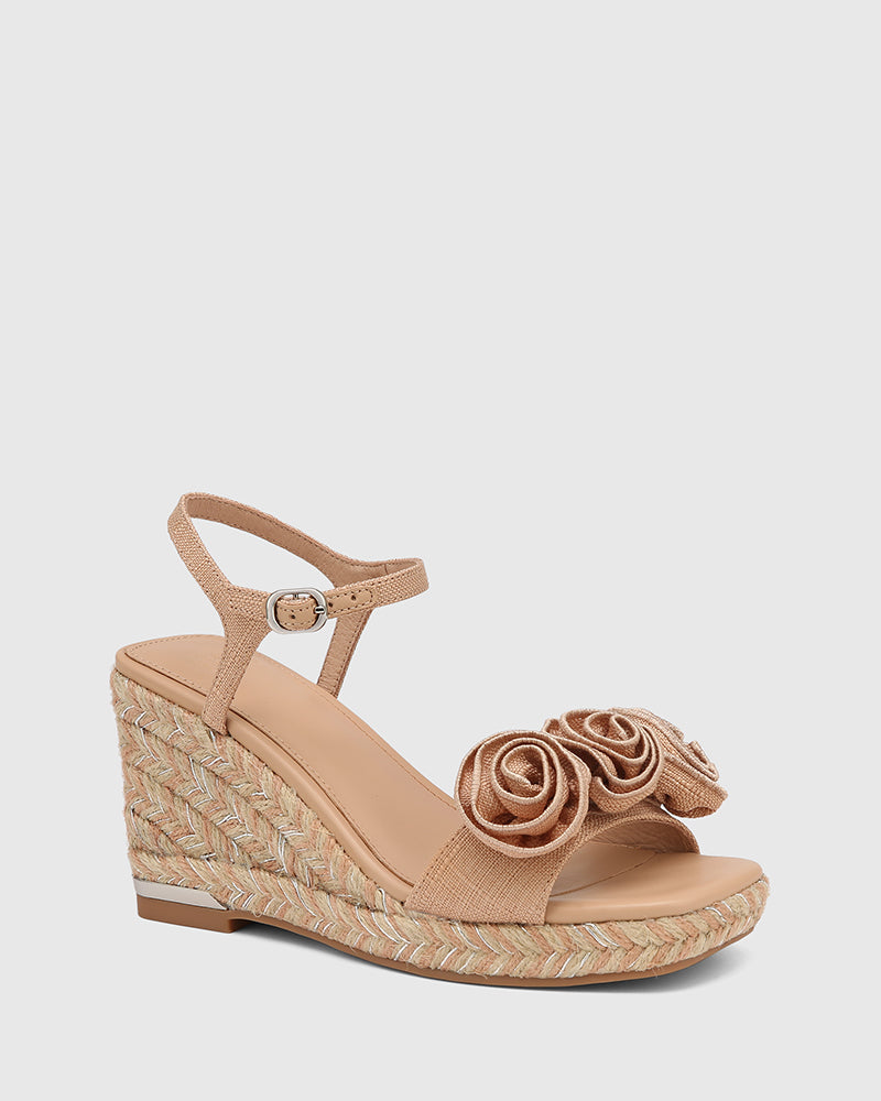 Tess Ballet Pink Textile Espadrille Wedge