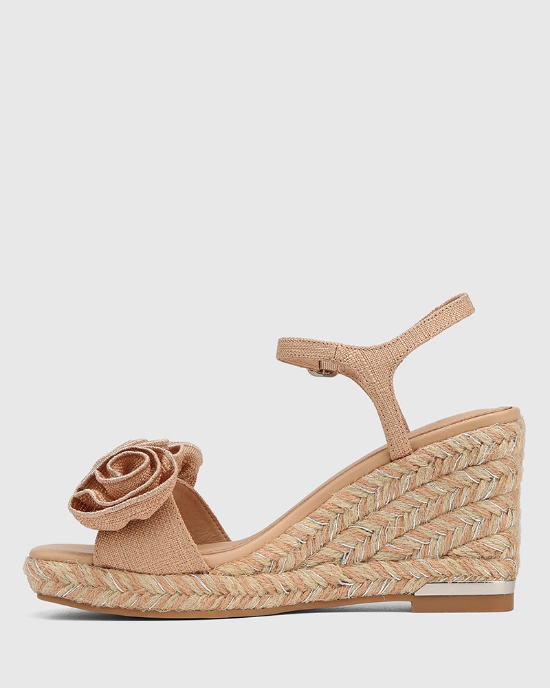 Tess Ballet Pink Textile Espadrille Wedge