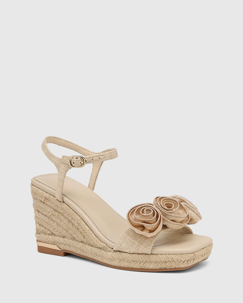 Tess Natural Textile Espadrille Wedge