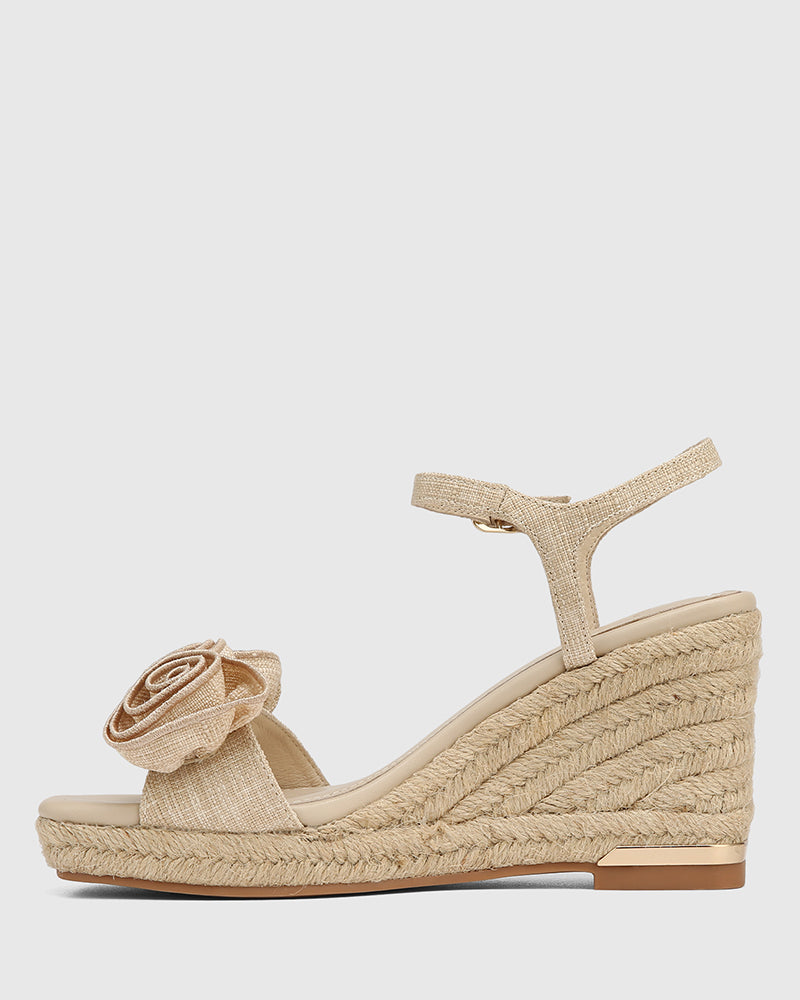 Tess Natural Textile Espadrille Wedge