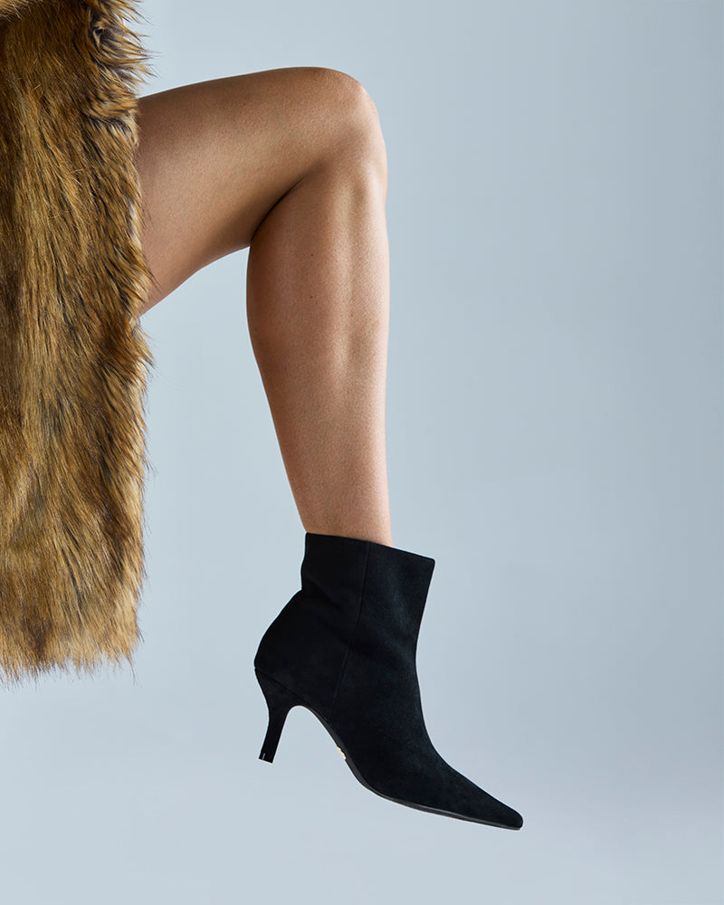 Tadita Black Suede Leather Ankle Boot