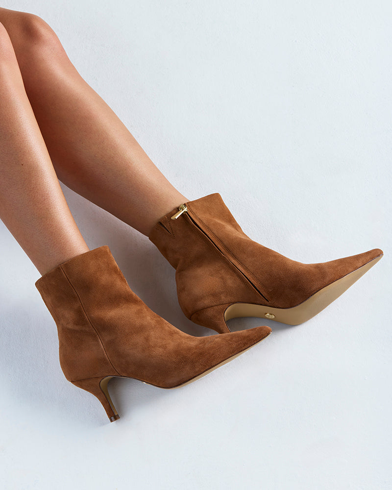 Tadita Havana Tan Suede Leather Ankle Boot