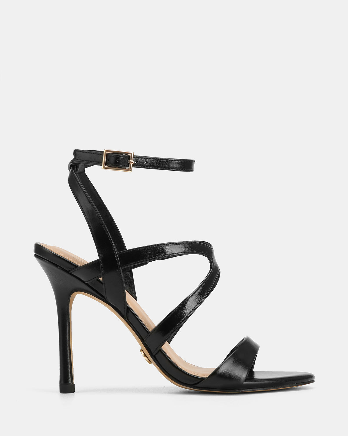 Uma Black Leather High Sandals
