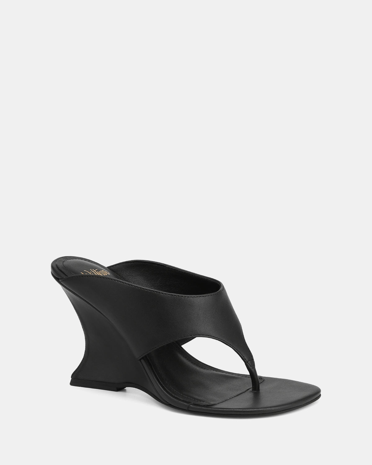 Violet Black Leather Wedge