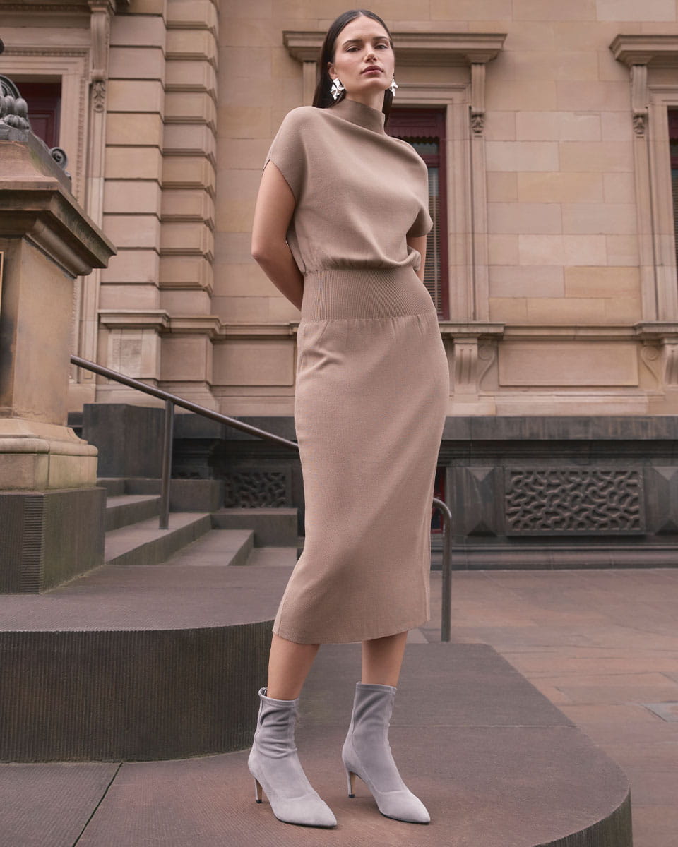 Felix Cement Grey Stretch Suede Leather Ankle Boot
