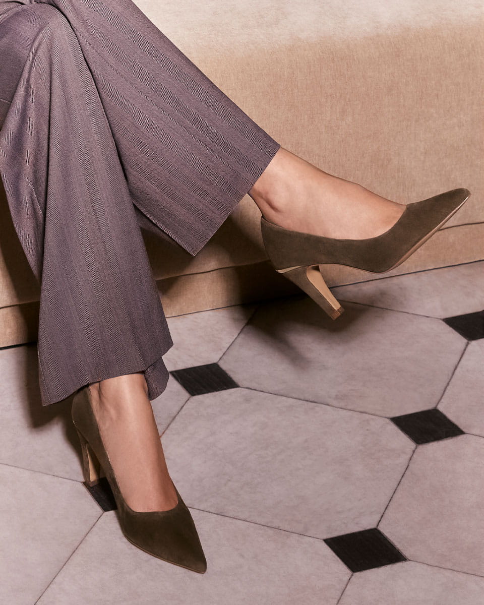 Parisa Olive Green Suede Leather Pump