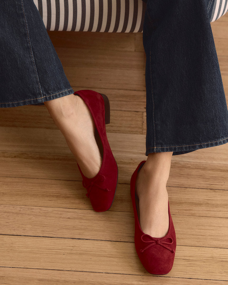 Armenia Berry Suede Leather Ballet Flat
