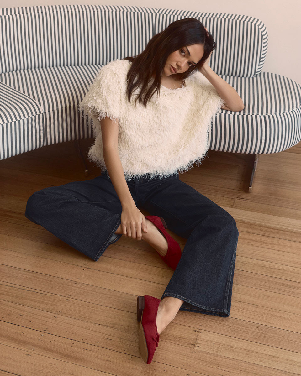 Armenia Berry Suede Leather Ballet Flat