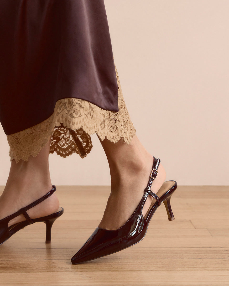 Marrie Raisin Crinkle Patent Leather Slingback