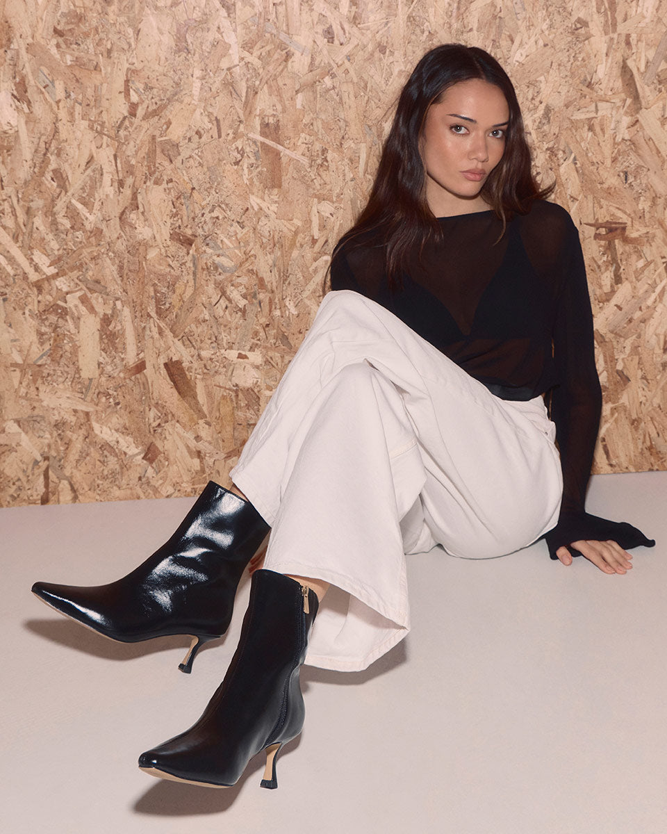 Morgan Black Patent Leather Ankle Boot
