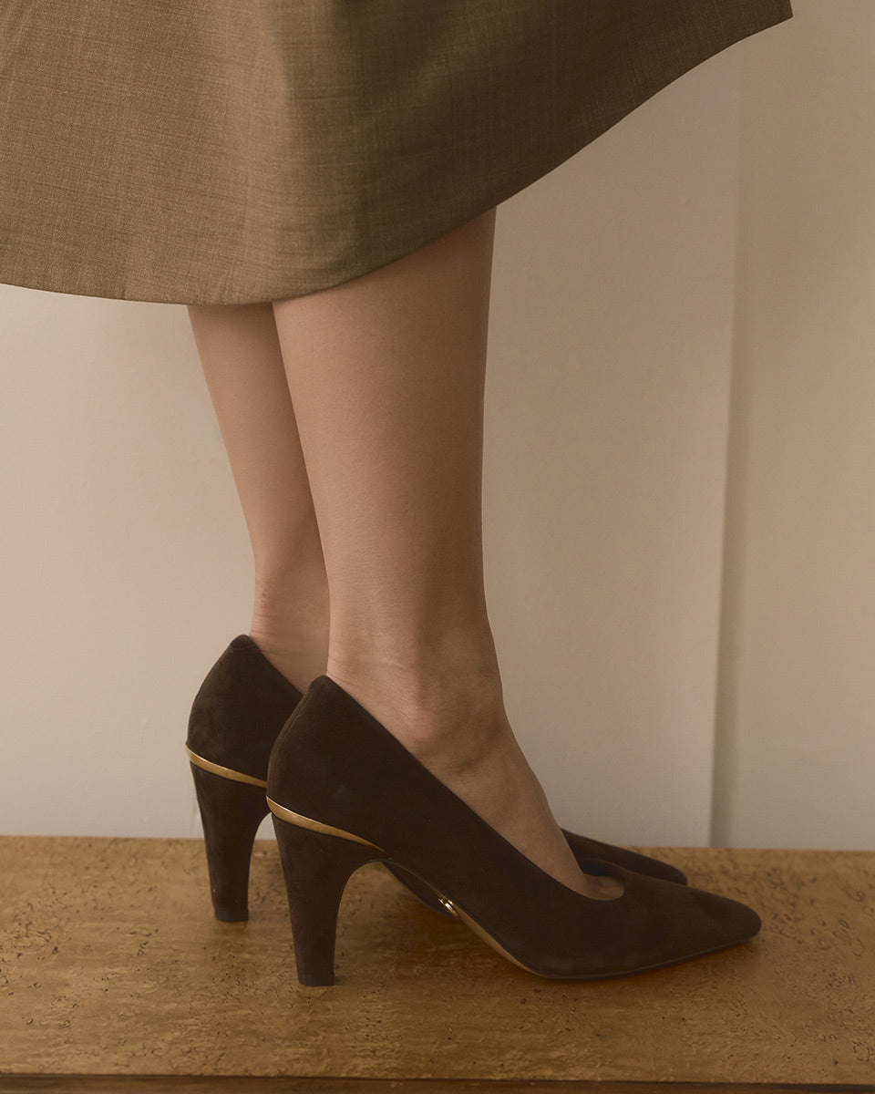 Parisa Chocolate Suede Leather Pump