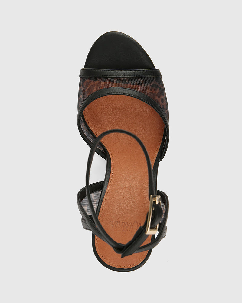 Zoella Black Leopard Print Mesh Textile Heel