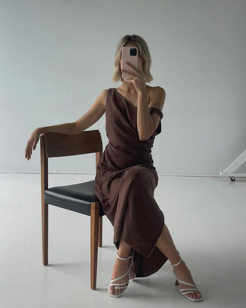 Maeve White Leather Flared Heel Sandal